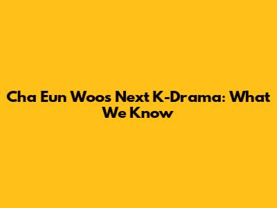**Cha Eun Woo's Next K-Drama: What We Know**