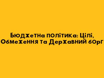 Бюджетна політика: Цілі, Обмеження та Державний борг