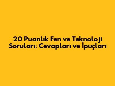 20 Puanlık Fen ve Teknoloji Soruları: Cevapları ve İpuçları