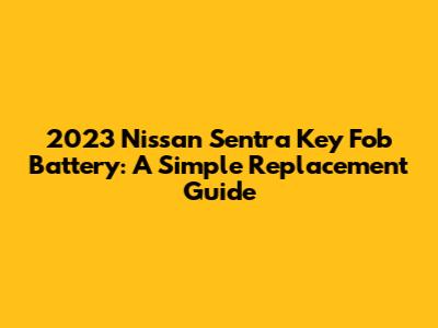 2023 Nissan Sentra Key Fob Battery: A Simple Replacement Guide