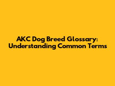 AKC Dog Breed Glossary: Understanding Common Terms