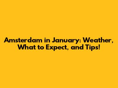 Amsterdam in January: Weather, What to Expect, and Tips!