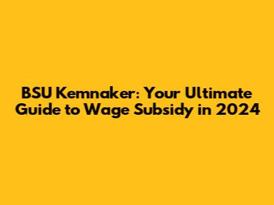 BSU Kemnaker: Your Ultimate Guide to Wage Subsidy in 2024