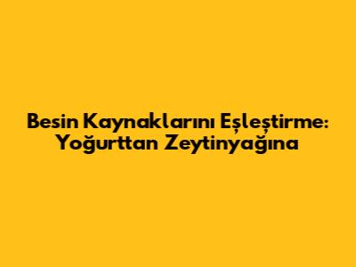 Besin Kaynaklarını Eşleştirme: Yoğurttan Zeytinyağına