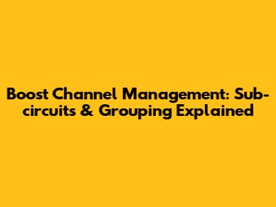 Boost Channel Management: Sub-circuits & Grouping Explained