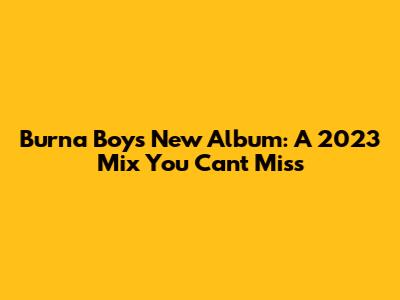 Burna Boy's New Album: A 2023 Mix You Can't Miss