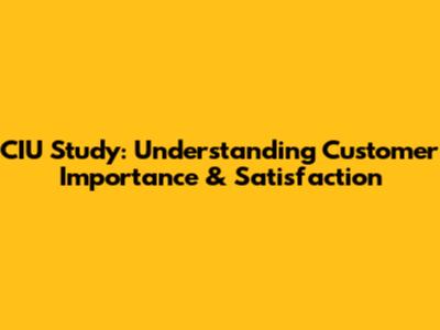 CIU Study: Understanding Customer Importance & Satisfaction