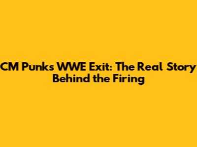 CM Punk's WWE Exit: The Real Story Behind the Firing