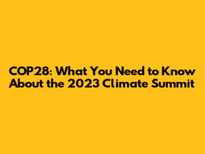 COP28: What You Need to Know About the 2023 Climate Summit