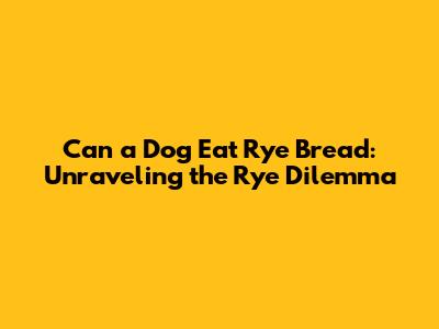 Can a Dog Eat Rye Bread: Unraveling the Rye Dilemma