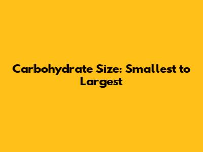 Carbohydrate Size: Smallest to Largest