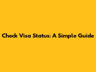 Check Visa Status: A Simple Guide