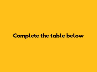 Complete the table below