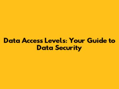 Data Access Levels: Your Guide to Data Security