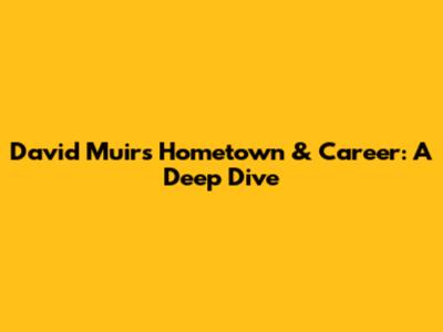 David Muir's Hometown & Career: A Deep Dive