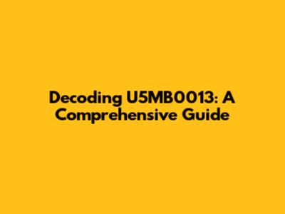 Decoding U5MB0013: A Comprehensive Guide