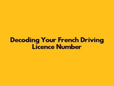 Decoding Your French Driving Licence Number
