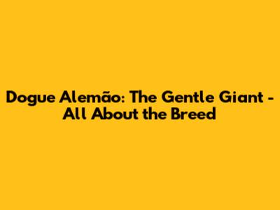 Dogue Alemão: The Gentle Giant - All About the Breed