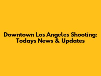Downtown Los Angeles Shooting: Today's News & Updates