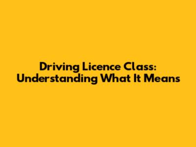 Driving Licence Class: Understanding What It Means