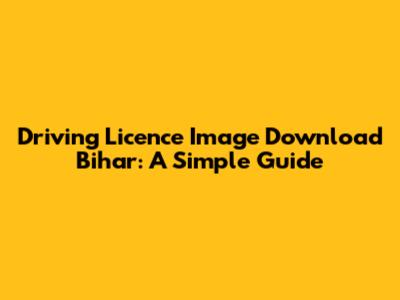 Driving Licence Image Download Bihar: A Simple Guide