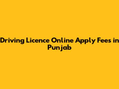 Driving Licence Online Apply Fees in Punjab