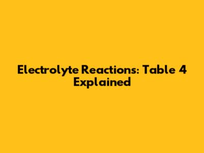Electrolyte Reactions: Table 4 Explained