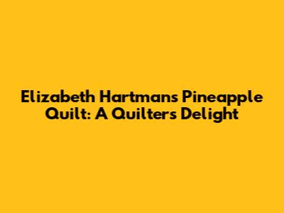 Elizabeth Hartman's Pineapple Quilt: A Quilter's Delight