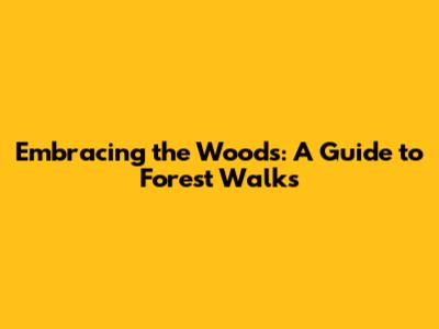 Embracing the Woods: A Guide to Forest Walks