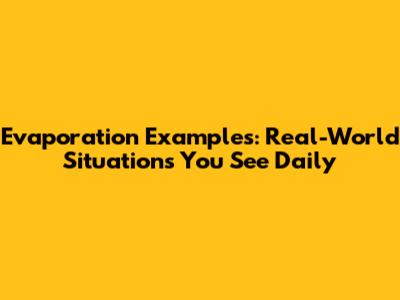 Evaporation Examples: Real-World Situations You See Daily