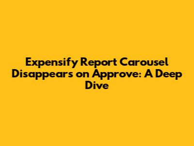Expensify Report Carousel Disappears on Approve: A Deep Dive