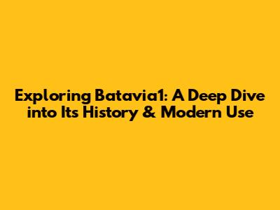 Exploring Batavia1: A Deep Dive into Its History & Modern Use