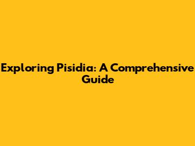 Exploring Pisidia: A Comprehensive Guide