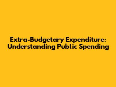 Extra-Budgetary Expenditure: Understanding Public Spending