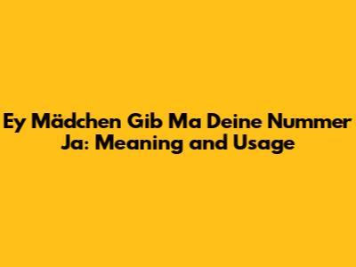Ey Mädchen Gib Ma Deine Nummer Ja: Meaning and Usage