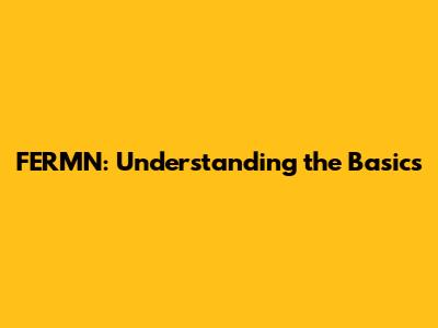 FERMN: Understanding the Basics