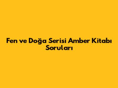 Fen ve Doğa Serisi Amber Kitabı Soruları