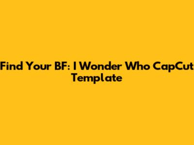 Find Your BF: "I Wonder Who" CapCut Template