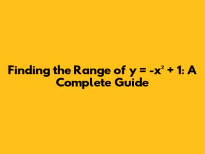 Finding the Range of y = -x² + 1: A Complete Guide