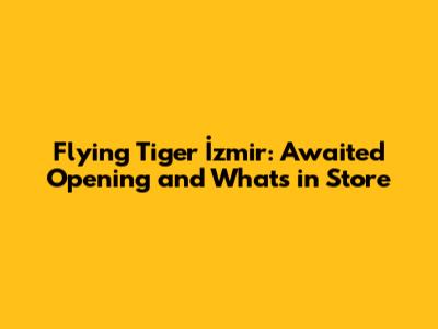 Flying Tiger İzmir: Awaited Opening and What's in Store