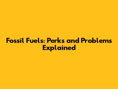 Fossil Fuels: Perks and Problems Explained
