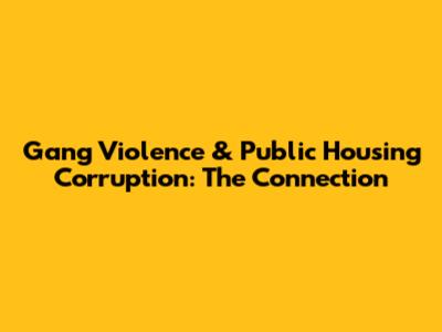 Gang Violence & Public Housing Corruption: The Connection