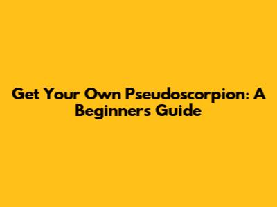 Get Your Own Pseudoscorpion: A Beginner's Guide