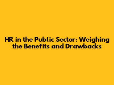 HR in the Public Sector: Weighing the Benefits and Drawbacks