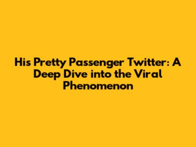 His Pretty Passenger Twitter: A Deep Dive into the Viral Phenomenon