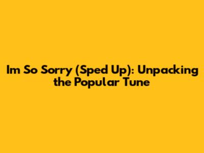 I'm So Sorry (Sped Up): Unpacking the Popular Tune