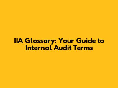 IIA Glossary: Your Guide to Internal Audit Terms