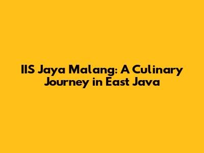 IIS Jaya Malang: A Culinary Journey in East Java