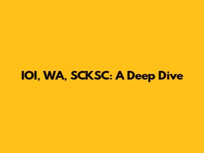 IOI, WA, SCKSC: A Deep Dive