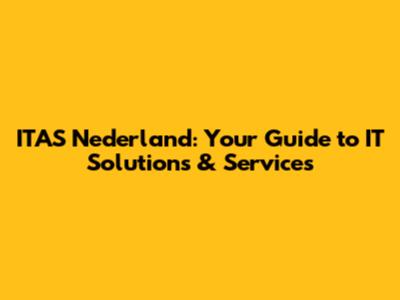 ITAS Nederland: Your Guide to IT Solutions & Services